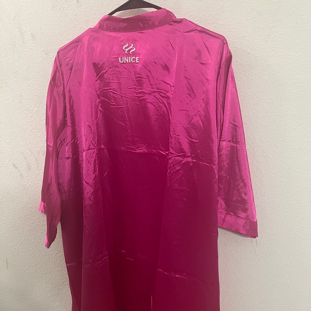 UNICE Pink Satin Robe Belted Kimono Style Lounge Robe - Picture 5 of 11